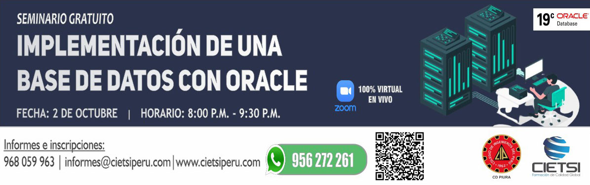 SEMINARIO GRATUITO IMPLEMENTACIÓN DE UNA BASE DE DATOS CON ORACLE 19c